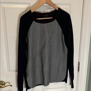 J. Crew Navy and Burgundy Striped Sweater